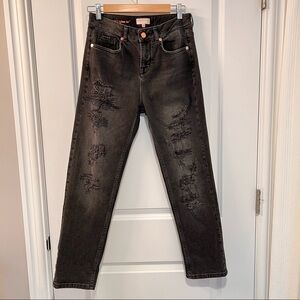 Ted Baker High Waisted Straight Leg  Distressed Jeans